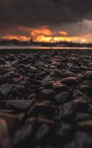 Preview wallpaper stones, beach, dark, twilight