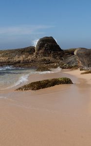 Preview wallpaper stones, beach, sand, shore, sea