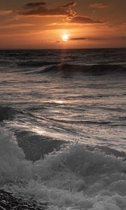 Preview wallpaper stones, beach, sea, sun, sunset