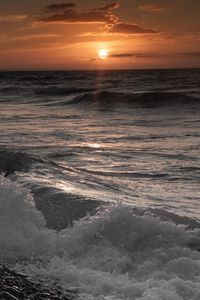 Preview wallpaper stones, beach, sea, sun, sunset