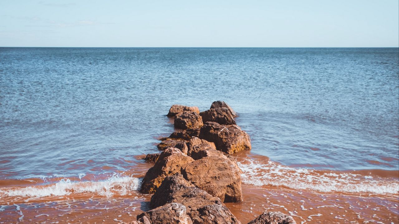 Wallpaper stones, beach, sea, waves, water, nature