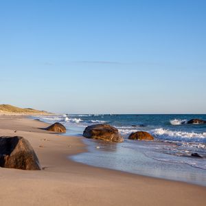 Preview wallpaper stones, beach, sea, waves
