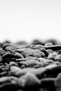 Preview wallpaper stones, black white, surface, dark, fog