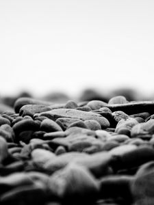 Preview wallpaper stones, black white, surface, dark, fog