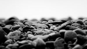 Preview wallpaper stones, black white, surface, dark, fog