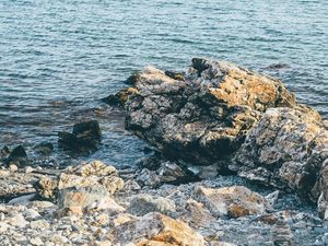 Preview wallpaper stones, blocks, shore, sea