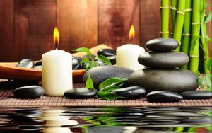 Preview wallpaper stones, candles, aromatherapy, spa, water, bamboo, massage