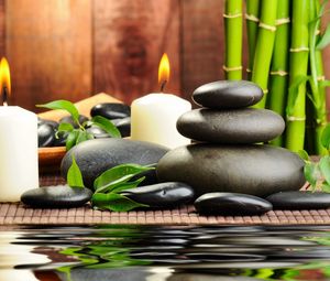 Preview wallpaper stones, candles, aromatherapy, spa, water, bamboo, massage