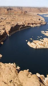 Preview wallpaper stones, canyons, river, desert