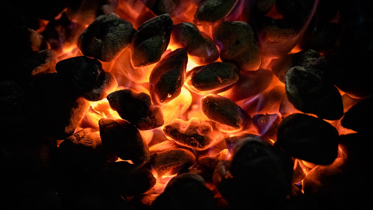 Wallpaper stones, coals, fire, hot, shadows, dark