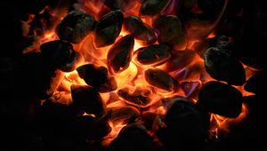 Preview wallpaper stones, coals, fire, hot, shadows, dark