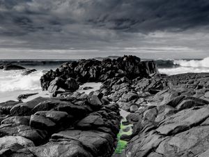 Preview wallpaper stones, coast, ocean, rocks, waves