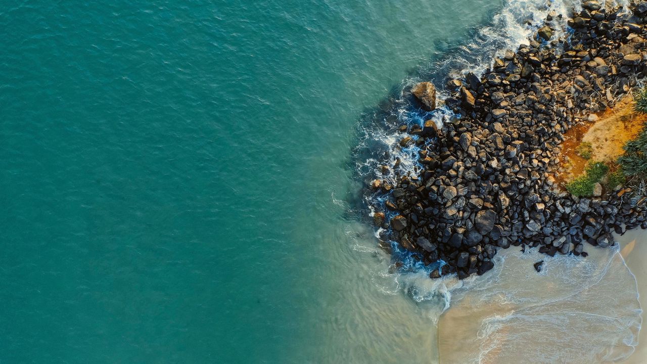 Wallpaper stones, coast, ocean, sand