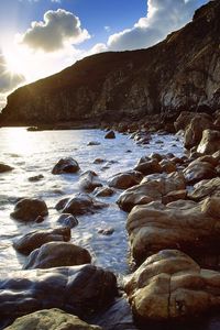 Preview wallpaper stones, coast, sea, iceland, splashes