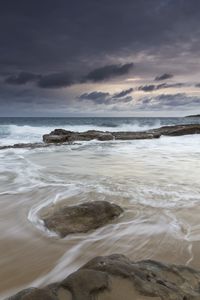 Preview wallpaper stones, coast, sea, surf, sky