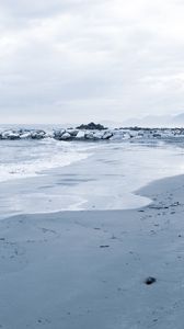 Preview wallpaper stones, coast, sea, surf, horizon