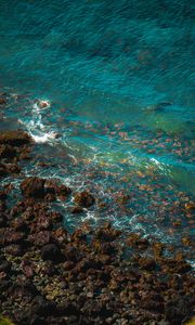 Preview wallpaper stones, coast, sea, surf, waves