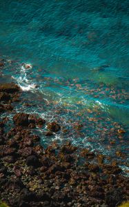 Preview wallpaper stones, coast, sea, surf, waves