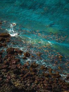 Preview wallpaper stones, coast, sea, surf, waves