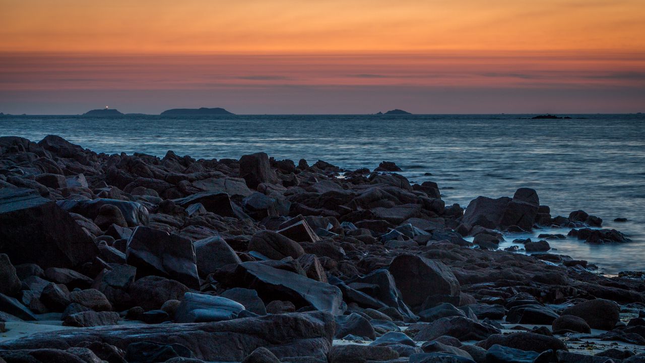 Wallpaper stones, coast, sea, twilight, nature