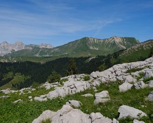 Preview wallpaper stones, crannies, mountains, sky, landscape