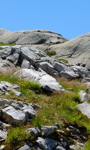 Preview wallpaper stones, cranny, grass, relief