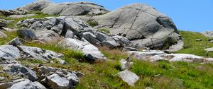 Preview wallpaper stones, cranny, grass, relief