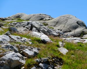 Preview wallpaper stones, cranny, grass, relief