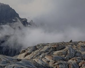 Preview wallpaper stones, cranny, relief, fog