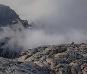 Preview wallpaper stones, cranny, relief, fog