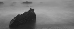 Preview wallpaper stones, fog, sea, black and white