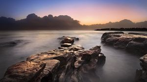 Preview wallpaper stones, fog, water