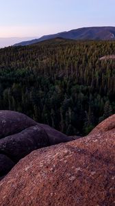 Preview wallpaper stones, forest, hills, nature