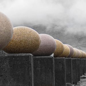 Preview wallpaper stones, granite, mountains, fog