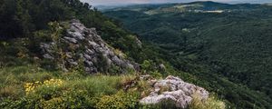 Preview wallpaper stones, grass, nature, valley