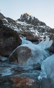 Preview wallpaper stones, ice, mountain, winter, frost