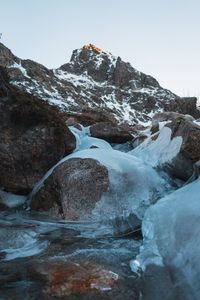 Preview wallpaper stones, ice, mountain, winter, frost