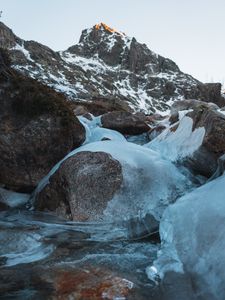 Preview wallpaper stones, ice, mountain, winter, frost