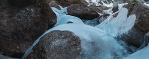 Preview wallpaper stones, ice, mountain, winter, frost