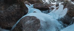 Preview wallpaper stones, ice, mountain, winter, frost