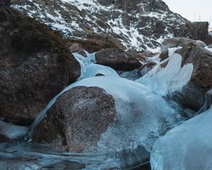 Preview wallpaper stones, ice, mountain, winter, frost