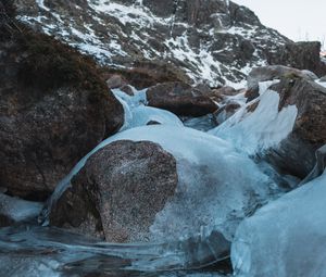 Preview wallpaper stones, ice, mountain, winter, frost