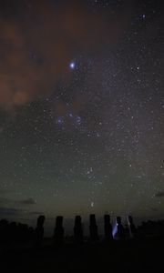 Preview wallpaper stones, idols, night, stars, dark