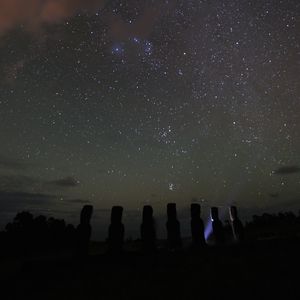 Preview wallpaper stones, idols, night, stars, dark