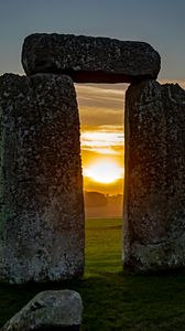 Preview wallpaper stones, megalith, sunset, stonehenge, england