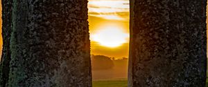 Preview wallpaper stones, megalith, sunset, stonehenge, england