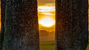 Preview wallpaper stones, megalith, sunset, stonehenge, england