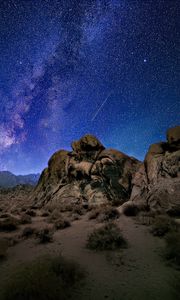 Preview wallpaper stones, milky way, night, stars, starry sky