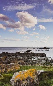 Preview wallpaper stones, moss, shore, sea, nature