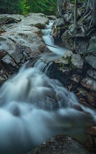 Preview wallpaper stones, moss, waterfall, nature